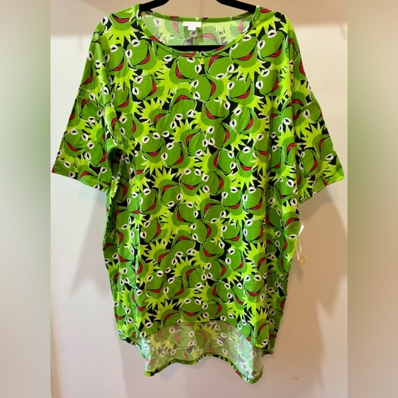 LuLaRoe Tops - LuLaRoe XL Irma Disney Kermit High Low Top NWT